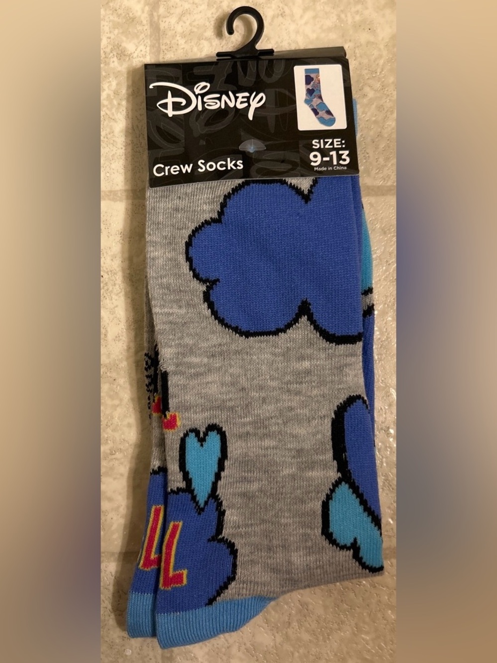 NWT Disney Lizzie McGuire Gray & Blue Crew Socks
